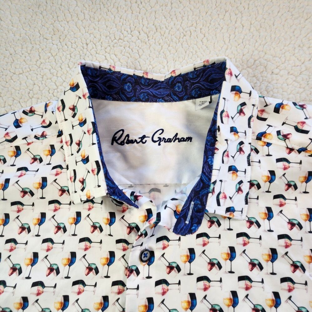 NWT Robert Graham Himes Short Sleeve Woven Shirt Men’s 2XL Multi Cocktail Print